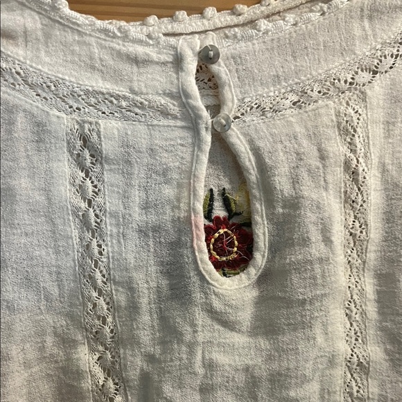 Free People Floral Embroidered Cream Blouse - Picture 4 of 5